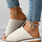 Contrast Paneled Peep Toe Wedge Slippers