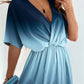 Ombre V Neck Split Thigh Maxi Dress