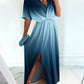 Ombre V Neck Split Thigh Maxi Dress