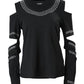 Rhinestone Decor Cold Shoulder Top