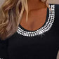 Rhinestone Decor Cold Shoulder Top