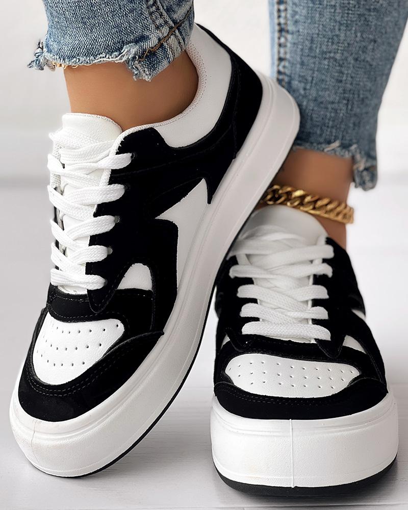 Breathable Platform Lace up Sneakers