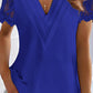 Lace Patch Ruched V Neck Top