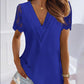 Lace Patch Ruched V Neck Top