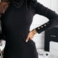High Neck Flutter Sleeve Knit  Dress
