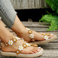 Lace Floral Pattern Toe Ring Summer Beach Sandals