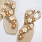 Lace Floral Pattern Toe Ring Summer Beach Sandals