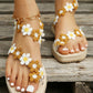 Lace Floral Pattern Toe Ring Summer Beach Sandals