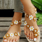 Lace Floral Pattern Toe Ring Summer Beach Sandals