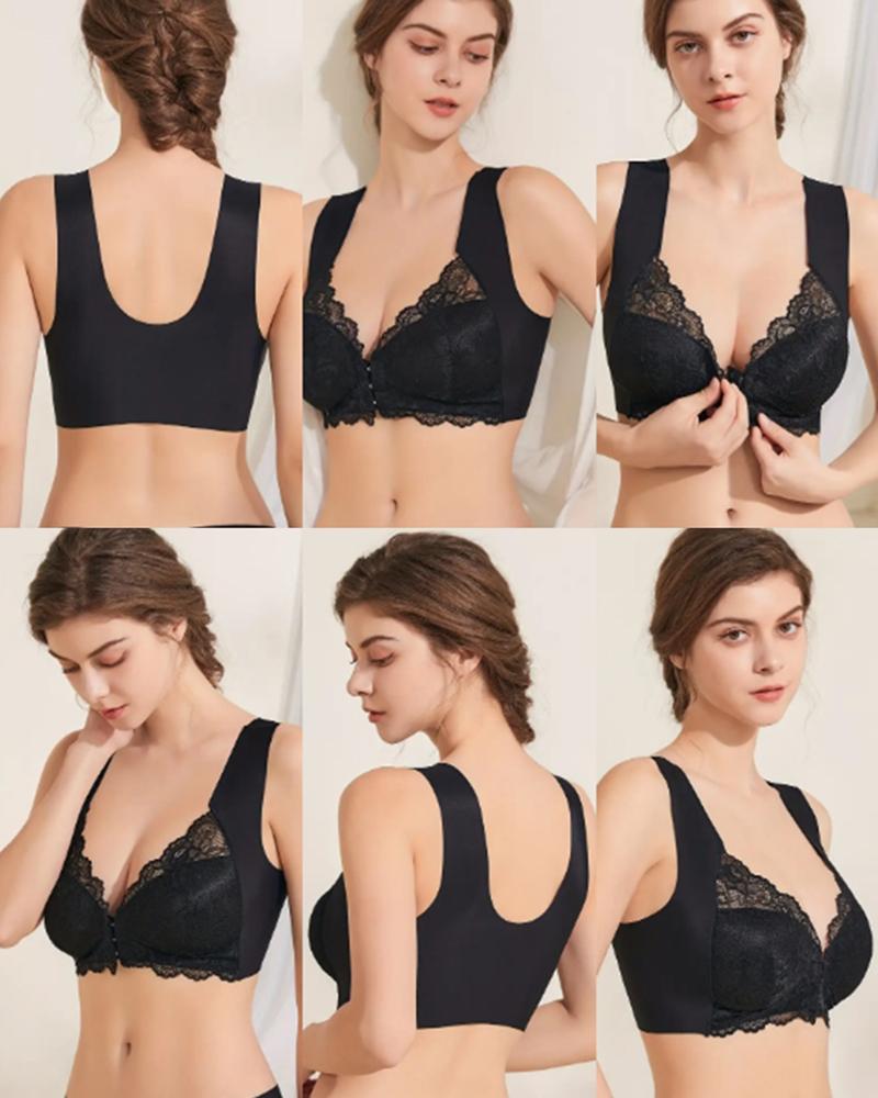 Crochet Lace Hook Front Wireless Lifting Bralette