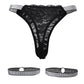 Tape Patch Lace Thong Panty With Leg Rings