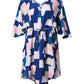Geometric Print Batwing Sleeve Asymmetrical Dress
