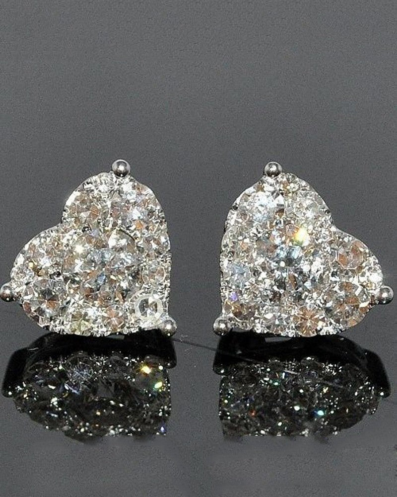 1Pair Heart Shaped Rhinestone Earrings