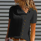 Asymmetrical Neck Short Sleeve Button Front Shirt