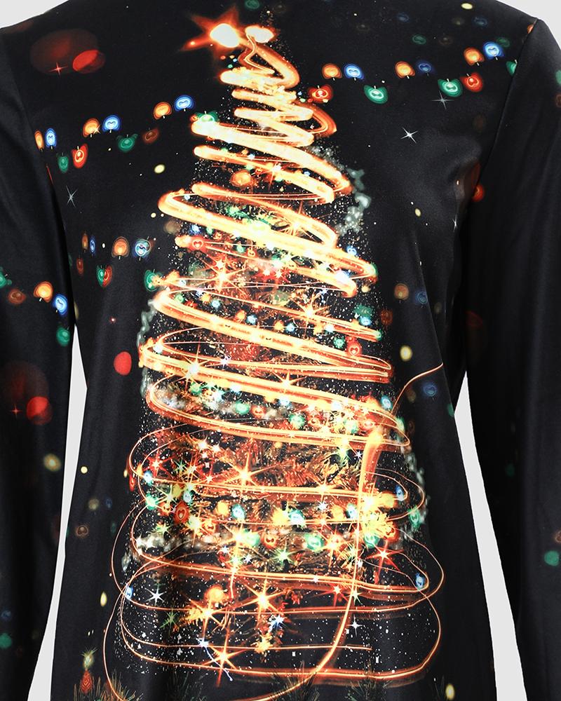 Christmas Tree Print Long Sleeve Sweatshirt