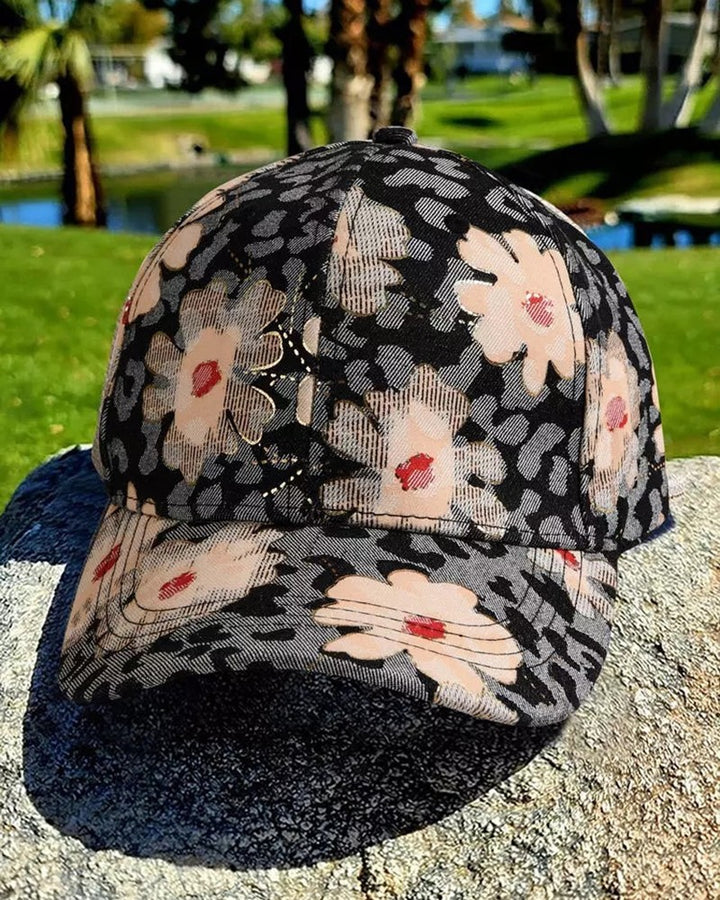 Floral Leopard Print Baseball Cap