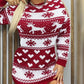 Christmas Elk Heart Snowflake Print Knit Casual Dress