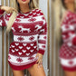 Christmas Elk Heart Snowflake Print Knit Casual Dress