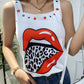 Star Lip Leopard Print Tank Top