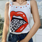 Star Lip Leopard Print Tank Top