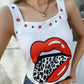 Star Lip Leopard Print Tank Top