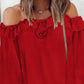 Rose Detail Ruffle Hem Off Shoulder Top
