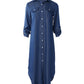 Long Sleeve Buttoned Denim Shirt Dress