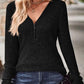 Zipper Design Long Sleeve Ribbed Top