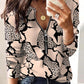 Leopard Print Zip Front Long Sleeve Top