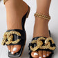 Chain Decor Wide Strap Summer Slippers