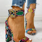 Snakeskin Print Ankle Buckled Chunky Heels