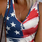 Flag Print Buttoned Tank Top