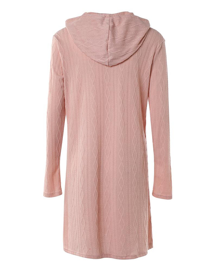 Hooded Cable Textured Casual Dress