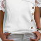 Asymmetrical Neck Buttoned Lace Patch Blouse