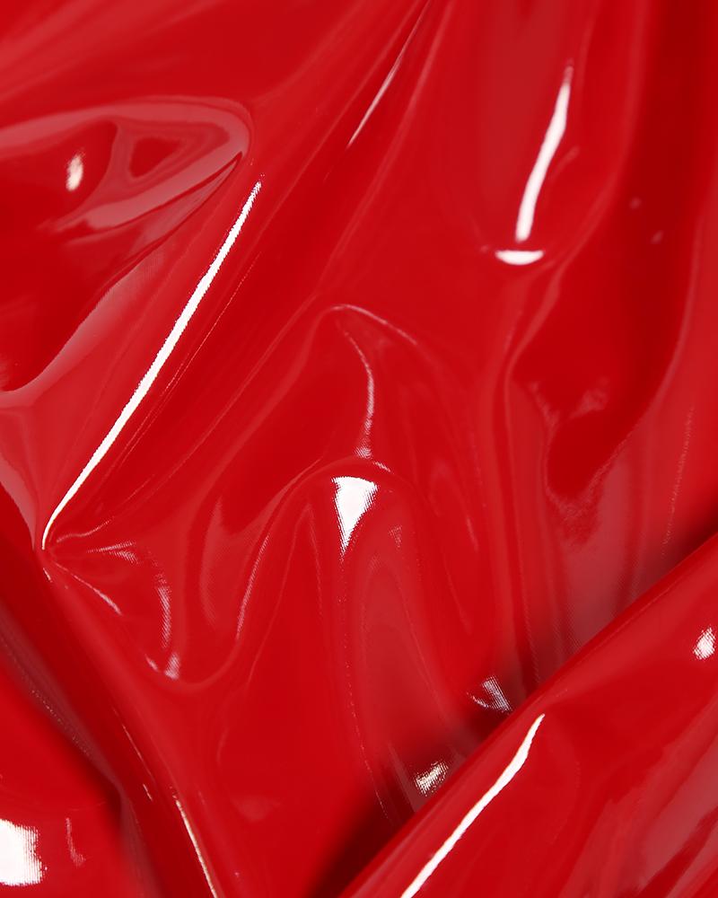 PU Leather Cutout Buckle Zipper Decor Babydoll