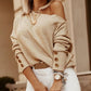 Button Decor Long Sleeve Knit Top