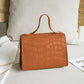 Croc Embossed Twist Lock Flap Satchel Bag