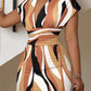 Abstract Print Cap Sleeve Midi Dress