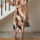 Abstract Print Cap Sleeve Midi Dress