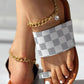 Plaid Pattern Toe Post Casual Slippers
