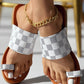 Plaid Pattern Toe Post Casual Slippers