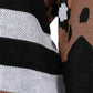 Striped Leopard Pattern Long Sleeve Knit Sweater