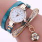 Minimalist PU Leather Rhinestone Quartz Wrist Watch & Bracelet Set