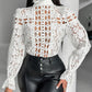 Hollow Out Long Sleeve Crochet Lace Top