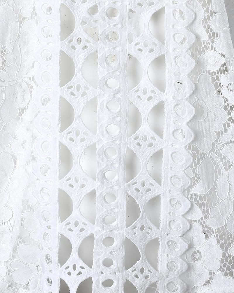 Hollow Out Long Sleeve Crochet Lace Top
