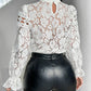Hollow Out Long Sleeve Crochet Lace Top