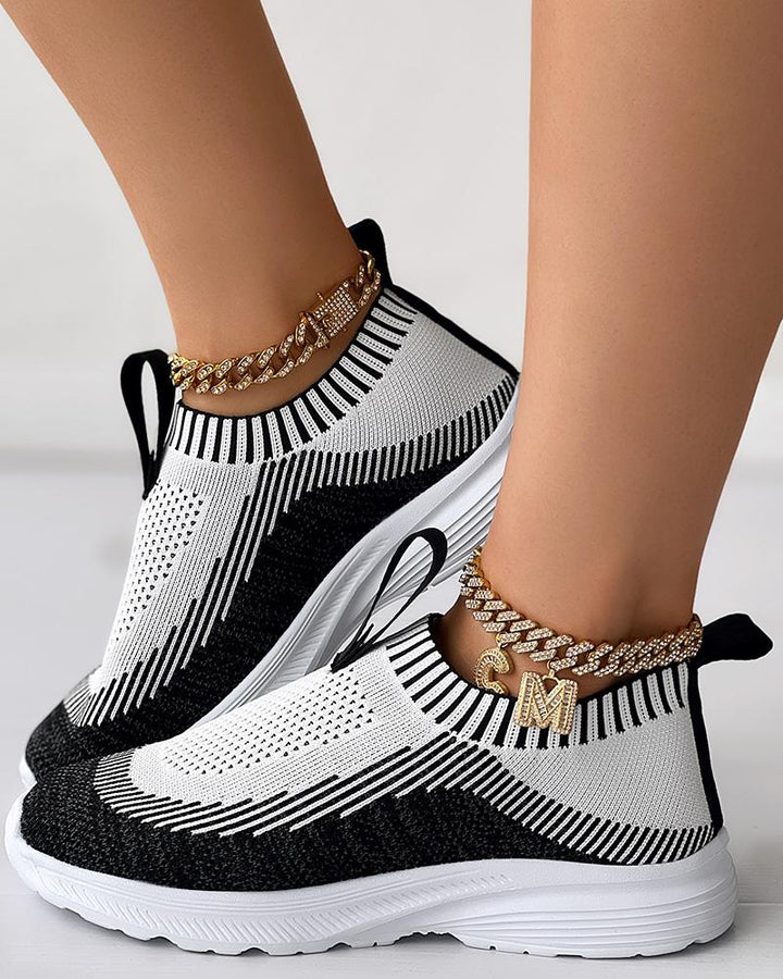 Colorblock Slip On Knit Running Sneakers
