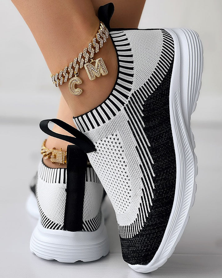 Colorblock Slip On Knit Running Sneakers