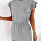 Flutter Sleeve Pocket Design Drawstring Casual Dress