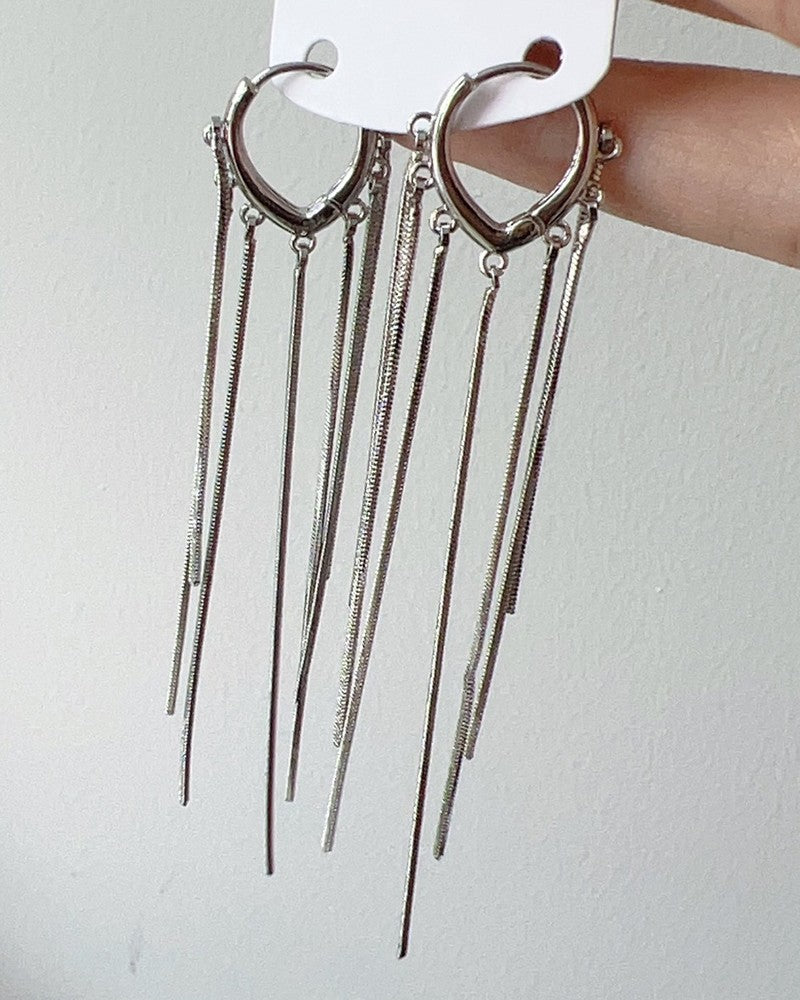 1Pair Tassel Design Trendy Hoop Drop Earrings